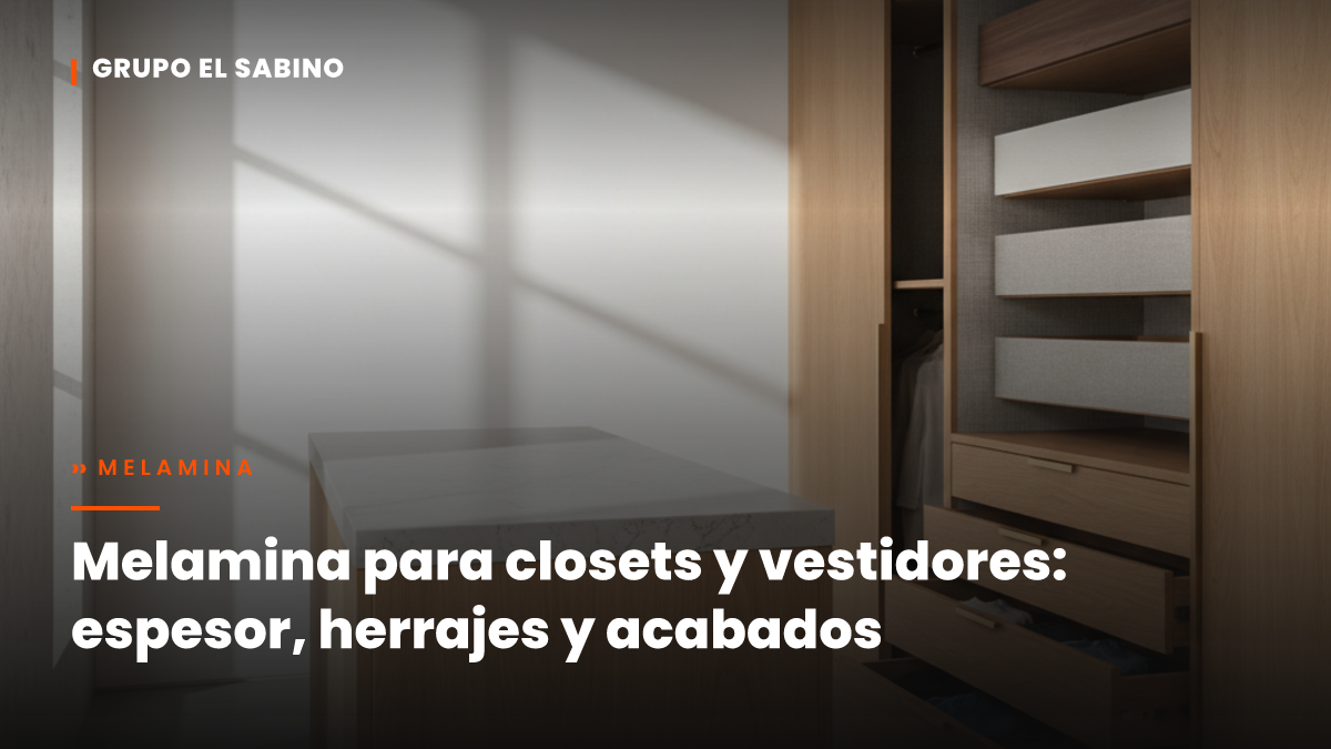 Melamina para closets y vestidores: espesor, herrajes y acabados